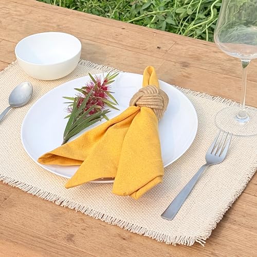 Hausattire Reusable Napkins Cloth Washable 100% Cotton 18x18 Inch Dinner Napkins|Table Napkin for Home Banquet Wedding Outdoor Party|Set of 12 Cloth Napkin Mother's Day Party Decor |Mustard - color: Mustard, size: 18x18