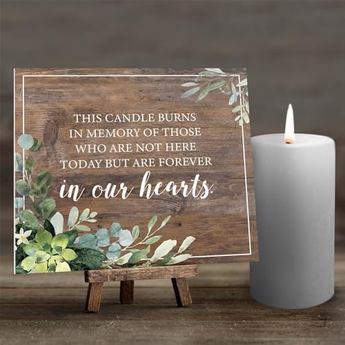 Lush Greenery This Candle Burns In Memory Of Sign / 8" x 9" Rustic Memorial Wedding Sign/Lush Greenery Table Top Remembrance Event Sign/Made In The USA - color: Lush Greenery, style: This Candle Burns