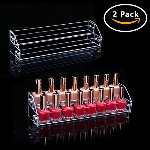 Acrylic Organizer Storage Case Brochure Display Holders for Essential Oil Cosmetic Dropper Bottle Condiment Nail Polish Paint Rack Shelves Fair Gifts Samples Showing Stand 2 Sets 2 Tiers Clear Plastic - size: 2 Sets 2 floor