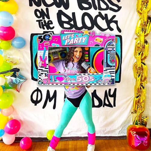 JeVenis 50s Photo Booth Props-11PC 50‘s Sock Hop Photo Booth Frame Props 50s Theme Party Decorations 1950s Decorations Retro Theme Party Supplies
