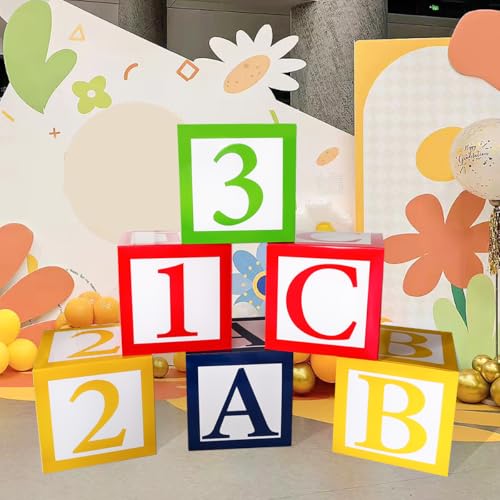 Party Decor Boxes,6 Packs 30cm ABC 123 Letters Paper Boxes Set,Back to School Party Photo Props