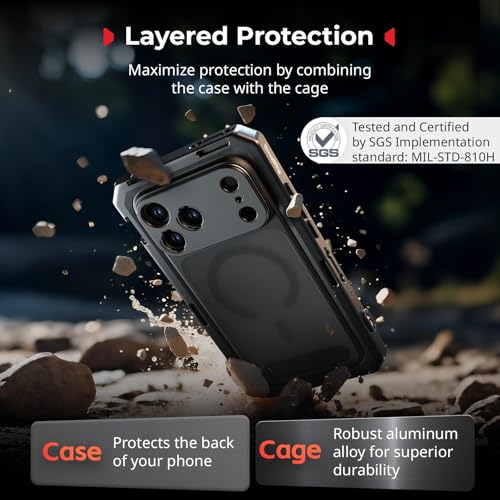 SMALLRIG Mobile Video Cage for iPhone 17 Pro, with Phone Case/TPU Soft Frame/T-Mount & 17mm Threaded Lens Backplate, Phone Video Rig for Videography Recording Vlog, Flagship Edition - 5542 - style: Flagship Cage