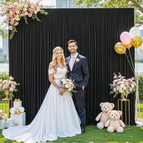 10ft x 7ft Black Backdrop Curtain for Parties Black Wrinkle Free Backdrop Drapes Panels for Birthday Party Wedding Photo Photography Polyester Fabric Background Decoration - color: Black, size: 10FTx7FT (W5'xH7', 2 Panels)