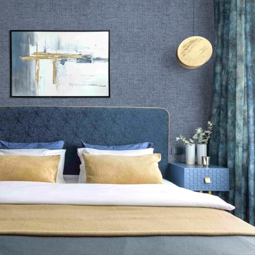 Grasscloth Peel and Stick Wallpaper Denim Blue Contact Paper 15.7inch x 118.1inch Textured Faux Linen Wallpaper Vintage Grasscloth Self Adhesive Removable Wall Paper for Cabinets Decor Vinyl - color: Denim Blue, size: 15.7"W x 118.1"L