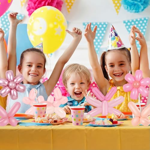 100 Pcs Long Twisting Balloons, Metallic Pink Pastel Pink Long Balloons for Animal Party Decorations, Birthday Graduation New Years Wedding Engagement Party Decoration - color: Metallic Pink