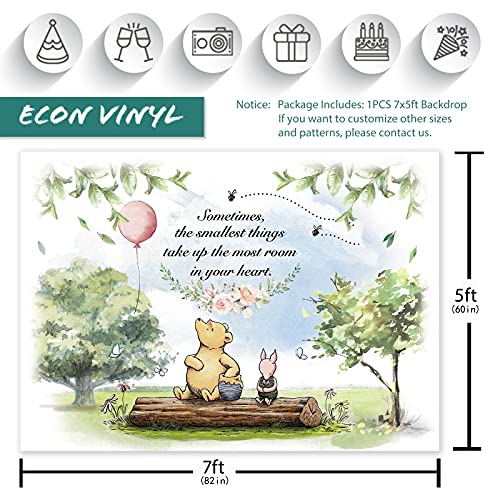 7x5ft Vintage Bear Backdrop for Boys Girls Baby Shower Photography Classic Bear Background Newborn Kids 1st Birthday Party Cake Table Decorations Banner Photo Studio Props Supplies - color: Pink, size: 7'x5'