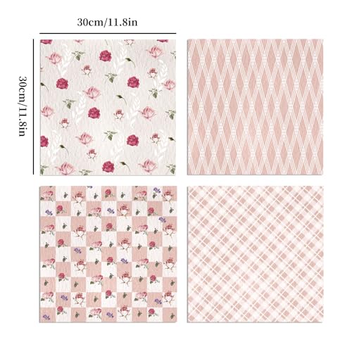 24 Pack Floral Pattern Double-Sided Scrapbook Paper, 11.8-inches Flower Textured Scrapbook Paper Craft Paper Folded Flat for DIY Background Card Making Scrapbook Photo Album Decor-12Designs