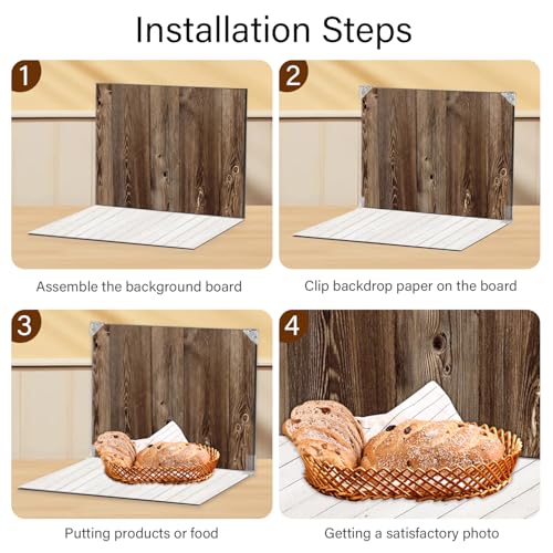 Photo Backdrop 10Pcs 20Patterns Small Product Photography Backdrops Kit Food Photography Backdrop Board Double-Sided Table Top Backdrop Kit Flat Lay Props