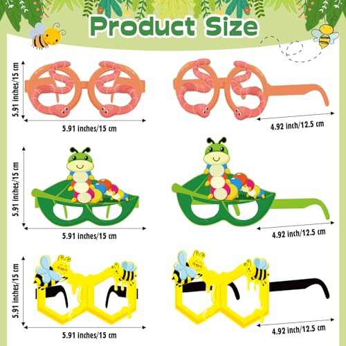 32 Pcs Bug Party Decorations Summer Insect Party Favors Bugs Paper Glasses Frame Insect Photo Booth Props Eyeglasses for Summer Spring Bugs Birthday Decorations Supplies - style: Spring Insect