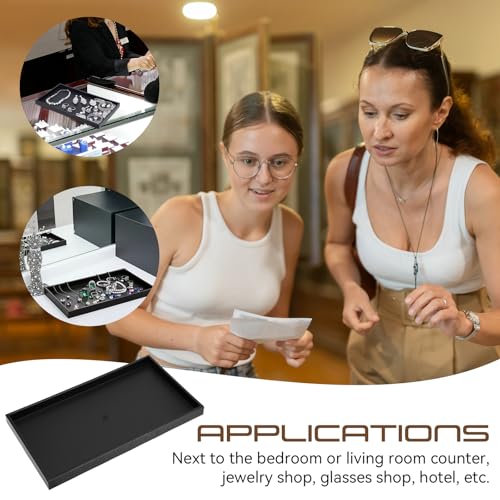 LemonRoad 6 Pack Plastic Jewelry Tray Stackable Black Jewelry Display Drawer Inserts Organizer for Ring Necklace Earring Bracelets Showcase Display for Women Her