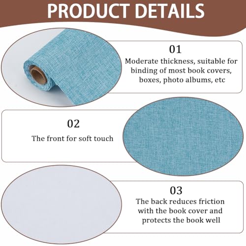 CRASPIRE 51 x 11.8 Inch Blue Book Cover Fabric Bookbinding Book Cloth A4 to A8 Paper Backed Woven Polyester Cadet Blue Cover for Books Album Scrapbooking Archival DIY Covering Binding Protector - color: Cadet Blue