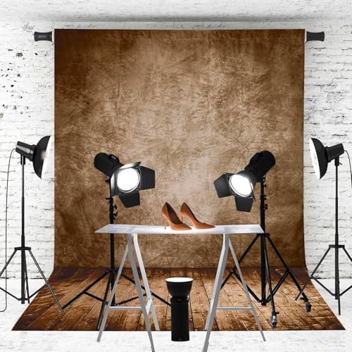 Professional Abstract Portrait Photography Backdrop,Wall with Wood Floor Backdrop for Kids Photography Baby Newborn Cake Smash Photo Shoots Hypoallergenic Fabric Photography Props(Brown-8x12ft) - color: Brown, size: 8'(W)x12'(H)