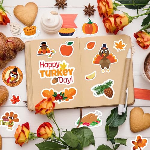 Joy Bang 300 PCS Thanksgiving Stickers for Kids, 24 Sheets Happy Thanksgiving Fall Sticker Turkey Stickers Crafts for Kids, Friendsgiving Party Favors Supplies Games Activities Gifts - style: Thanksgiving