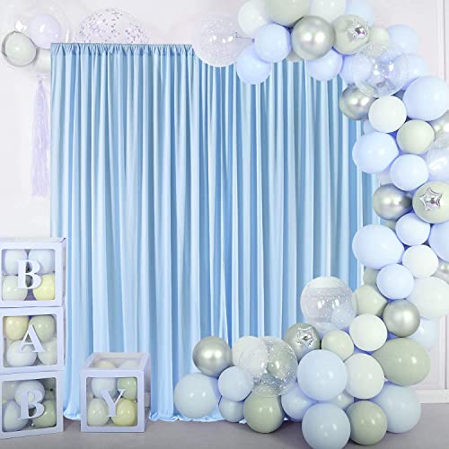 AK TRADING CO. 10 feet x 8 feet IFR Polyester Backdrop Drapes Curtains Panels with Rod Pockets - Wedding Ceremony Party Home Window Decorations - Light Blue - color: Light Blue, size: 10 ft x 8 ft