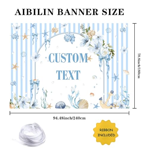 AIBIIN 8x6ft Summer Birthday Custom Backdrop Blue Coastal Ocean Theme Party Background with Seashell Starfish Floral Design Nautical Beach Decoration for Kids Adults Large Photo Booth Banner - color: Custom, size: 8x6ft