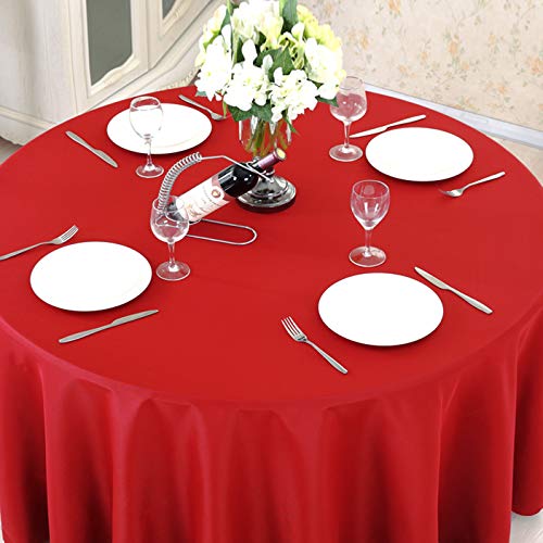 Surmente Red Tablecloth for Round Tables, 90-inch Round Table Cloths for Weddings, Banquets, or Restaurants - color: Red, size: 90" (Round)
