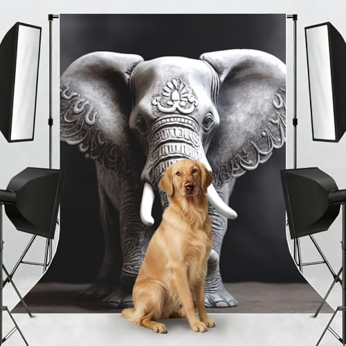 Gray Elephant Backdrop Background for Photography 5x7ft Photobooth Professional Photo Backdrop Curtains Video Photography Studio Photo Backgrounds Banner Booth Background Screen Parties - color: Gray Elephant