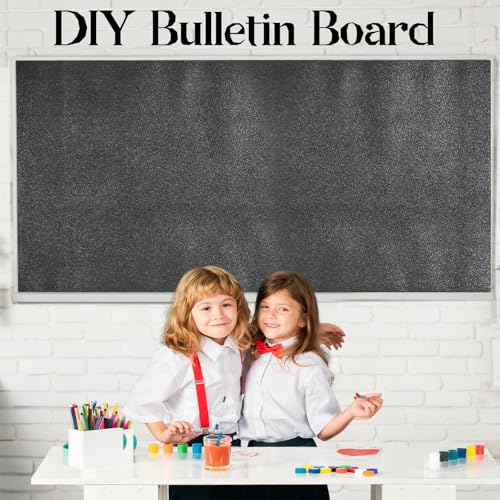 gisgfim 16" x20ft Glitter Bulletin Board Paper Roll Sparkle Color Bulletin Board Background Poster Paper Non Fading Gift Wrapping DIY Art Crafts for Office Classroom Decoration, Chalkboard - color: Charcoal