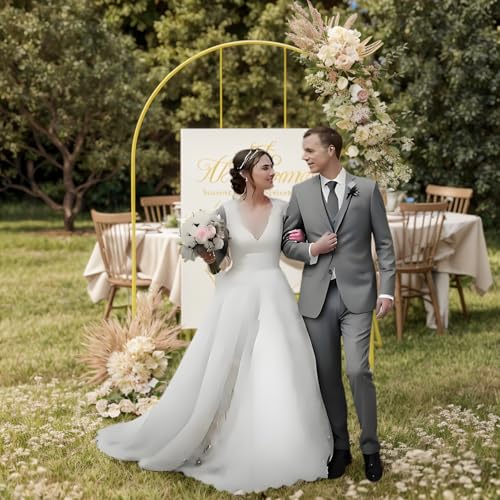 UDEAR 7.2FT Metal Arch Backdrop Stand,for Wedding Backgrounds Climbing Plants Event Decorations Outdoor Ceremonies,Gold - color: Gold, size: 7.2FT