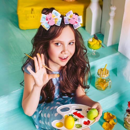 Bunny Hair Bow Pink Rabbit Bowknot Ribbon Easter Spring Hair Accessories 2PC Hair Clips for Baby Girls - color: 2PC Hair Clips