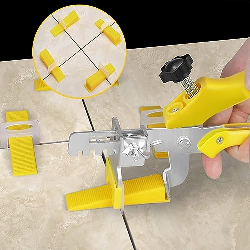 DGSL Tile Leveling System with Plier - 1200-Piece Spacers Clips and 300-Piece Reusable Wedges Tools Set for Stone Installation 1/16 Inch - size: 1/16 Inch * 1200 Spacers