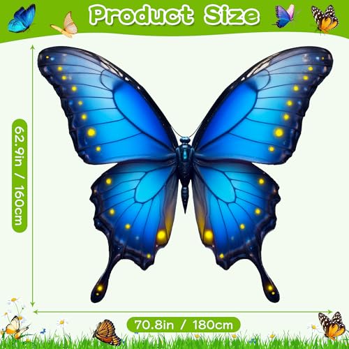 CHEPULA Butterfly Wings Backdrop Decoration Halloween Large Monarch Butterfly Photograph Background, 70.8in * 62.9in, Blue - color: Blue
