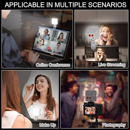 ELZO Selfie Light Rechargeable with Clip, 97 LED Portable Phone Lights with Adjustable 10 Color Modes, Up to 6500K CRI 97+, 3 Light Modes for iPhone, IPad, Laptop, TikTok, Makeup, Live Stream, Vlog