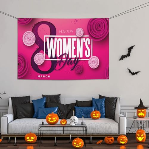 International Happy Women's Day March Backdrops 47 * 71 Inches Holiday Party Photography Background Indoor Outdoor Festival Photo Banner Booth Props Wall Decoration - color: Purple