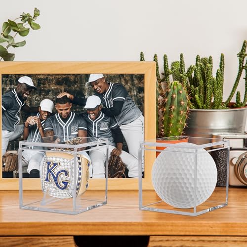 2 Pack Championship Ring Display Case Clear Acrylic Ring Case Display Box for Sports Baseball Softball Football Basketball Single Ring Coin Holder Stand, 2.16 Inch - size: 2 Pack
