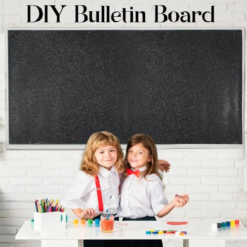 gisgfim 16" x20ft Glitter Bulletin Board Paper Roll Sparkle Color Bulletin Board Background Poster Paper Non Fading Gift Wrapping DIY Art Crafts for Office Classroom Decoration, Black - color: Black