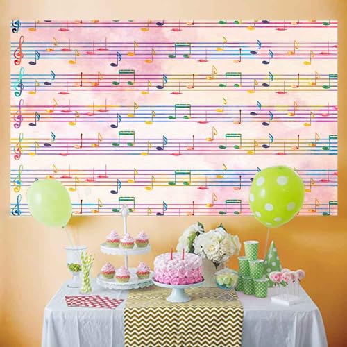 5x3FT Pink Theme Music Notes Backdrop Colourful Music Notation Photography Background for Newborn Girl Baby Shower 1st Birthday Senior Pictures Party Decorations Photo Booth Props Supplies - size: 5x3ft
