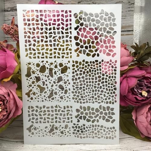 TIAMECH A4 Reusable Camouflage Stencil for Painting - Graffiti Grid Mesh Net Layering Template, DIY Wall Art, Wood Furniture, Scrapbook & Crafts (8.3x11.7inch) - style: Camouflage