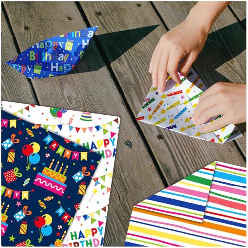 24 Sheets Happy Birthday Scrapbook Paper Pad,160gsm Textured Double-Sided Pattern Planner Junk Journal Craft Paper,Card Making Supplies,30×30cm - color: Happy Birthday