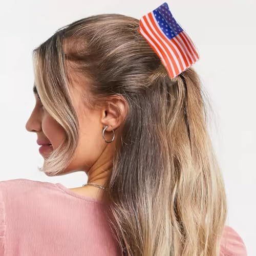 4th of July Hair Claw for Women Girls Patriotic Red White Blue Acrylic Hair Clip Strong Holder for Her Thick Hair Accessory Set of 2 - color: Clown I