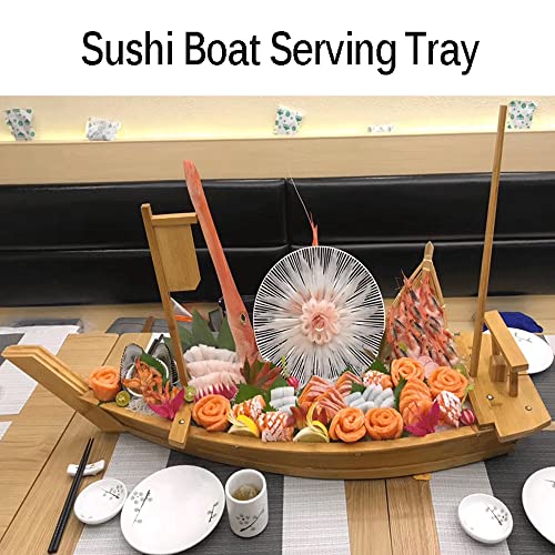 28 Inch Wooden Sushi Boat Serving Tray, Large Sushi Boat Plate for Sashimi Board Seafood Party, Great for Sushi Restaurant or Home (28inch/71cm)