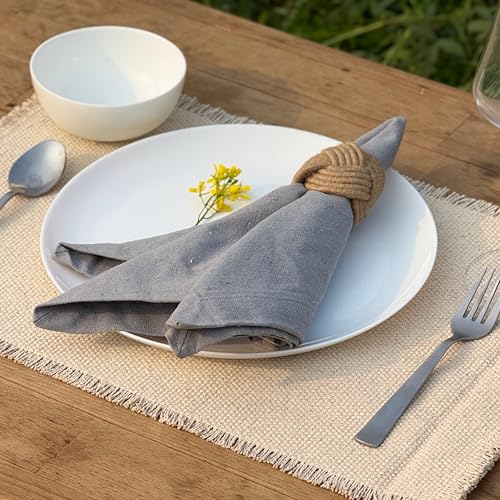 Hausattire Reusable Napkins Cloth Washable 100% Cotton 18x18 Inch Dinner Napkins|Table Napkin for Home Banquet Wedding Outdoor Party |Set of 12 Cloth Napkin Mother's Day Home Decor Essentials|Grey - color: Gray, size: 18x18
