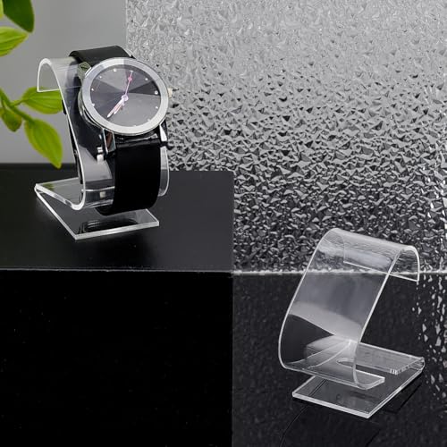 PH PandaHall 2pcs Clear Watch Stand, 2.4 x 2.4 x 1.3 inch Single Watch Holder Display Acrylic Bracelet Display Rack Jewelry Holder Stand Watch Organizer Storage for Women