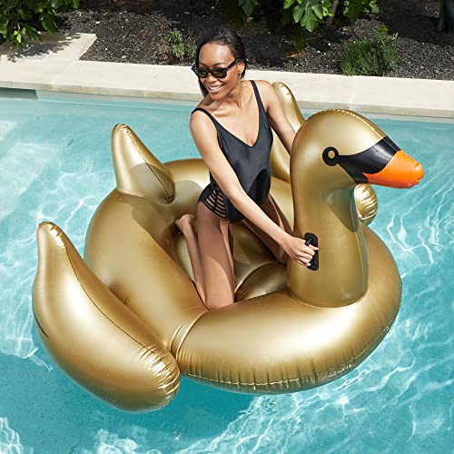 SWIMLINE ORIGINAL 90701 Inflatable Golden Goose Pool Float | Luxury Ride-On Raft with Stable Wings & Legs |Lounge Floatie Great for Poolside Lounging & Summer Fun - color: Golden Goose, size: Large