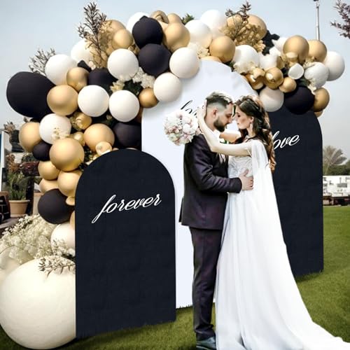 OurWarm Wedding Arch Backdrop Cover Set of 3(6FT 5FT 4FT ), 2 Sided White and Black Arch Cover for Balloon Arch Stand, Stretch Spandex Backdrop for Class of 2026 Graduation Party Decorations