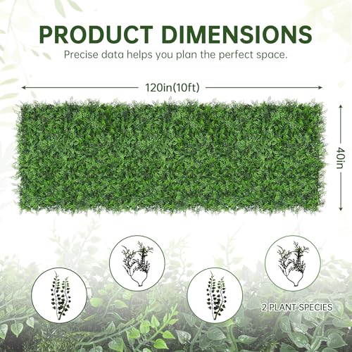 Artificial Green Wall Panels: 40"x120" Boxwood Hedge Green Wall Decor Backdrop, UV-Anti Faux Greenery Plant Wall for Privacy Fence Screen Outdoor Indoor Wedding, Backyard, Garden Home Decor - size: 40"x120"