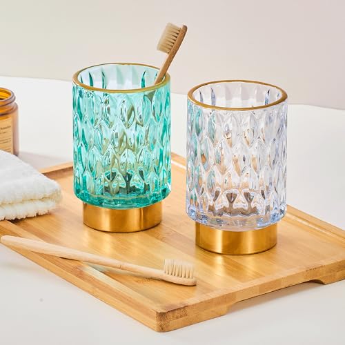 Makeup Brush Holder Organizer,Toothbrush Holders,Desk Pen Pencil Holder,Multifunctional Vintage Glass Brush Cup(A39-9-US) - color: Light Purple