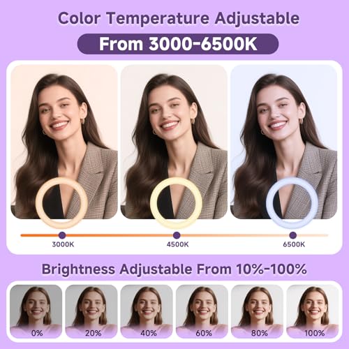 10" Ring Light with Stand 74'' Tall & Phone Holder,RGB Full Color Modes Selfie Light with Extendable Tripod Stand,iPad Holder, Remote for iPhone & Android,YouTube, Makeup,TIKTok, Vlogging