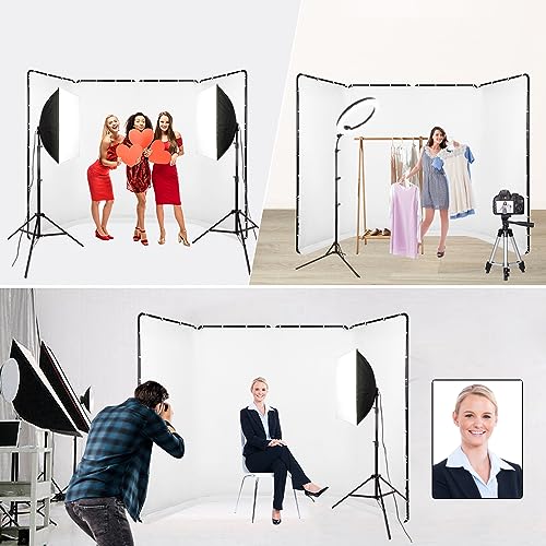 7.87ft x 13.12ft White Screen Backdrop with Stand, Portable Large Wrinkle-Resistant Collapsible Photography Background for Photo Studio Video Shooting, Portrait Product Headshot Photography