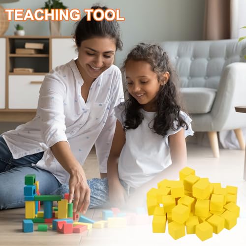 uxcell 100Pcs Wood Blocks for Crafts, 1 Inch Unfinished Wooden Cube Pine Wood Square Block for DIY Craft Projects, Yellow - color: Yellow, size: 1"