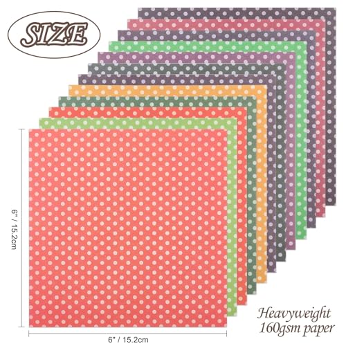 12 Sheets Scrapbook Paper Pads, 12 Designs 6"x6" Single Sides Patterned CardStock Papers, 160gsm Decorative Background Craft Paper, Scrapbooking Pad for Card Making DIY Projects(Dots) - color: Dots