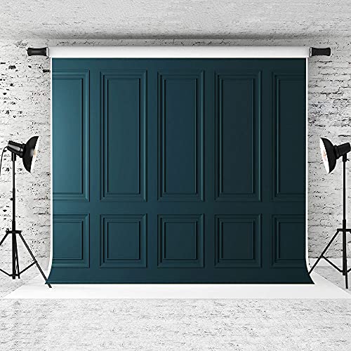 7x5FT Empty Room Wooden Wall Photo Backdrop Photography Blue Minimalist Simple Fashion Interior Wall Classic Vintage Elegant European Photography Wedding Background Studio Props BJCCEM287 - size: 7x5ft