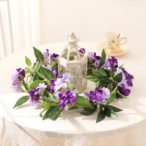 Floweroyal 2 Pack Artificial Flower Garlands 15.8FT Fake Impatiens Vines Silk Flowers Hanging Impatien Ivy for Wedding Arch Party Home Garden Wall Decor (Purple) - color: Impatiens-purple, size: 2pcs
