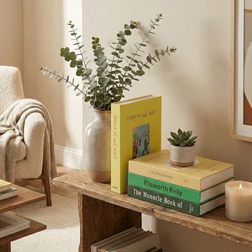 PROBENEX Earthy Sand Faux Decorative Books Set of 4 – Japandi & Scandinavian Neutral Coffee Table Book Stack | Minimalist Taupe Shelf Decor for Modern Living Room, Bedroom, Zen Home Styling - color: Nature_medium