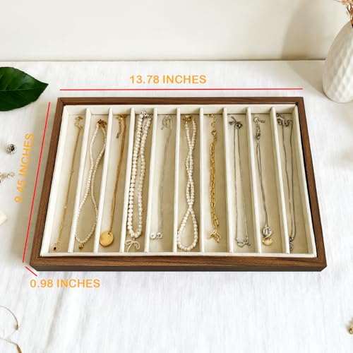 Large Jewelry Trays for Drawers Stackable Velvet Jewelry Display for Vendors Jewelry Drawer Organizer Inserts for Rings Necklace Bracelets Earrings and Studs Earrings (Beige, 10 Grid) - color: Beige, size: 10 Grid