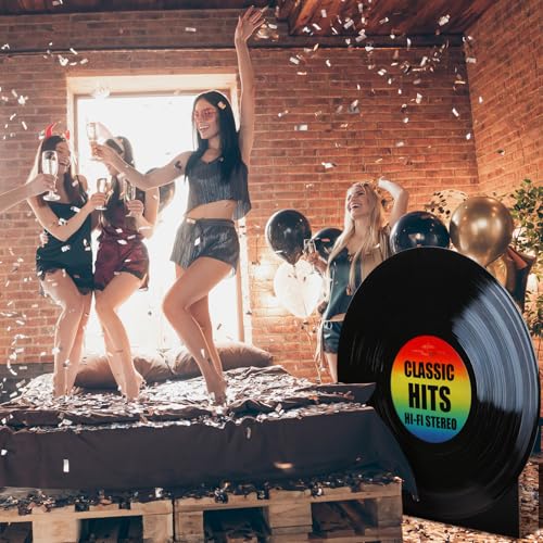 Vicenpal 3.7 ft 50s 70s Vinyl Record Cardboard Cutout Standup Life Size 1950s Music Theme Party Decoration Backdrop Photo Props Disco Back Drops Standup for Music Prom Night 50s 70s Theme Decor - size: 3.7 ft, style: Vinyl Record